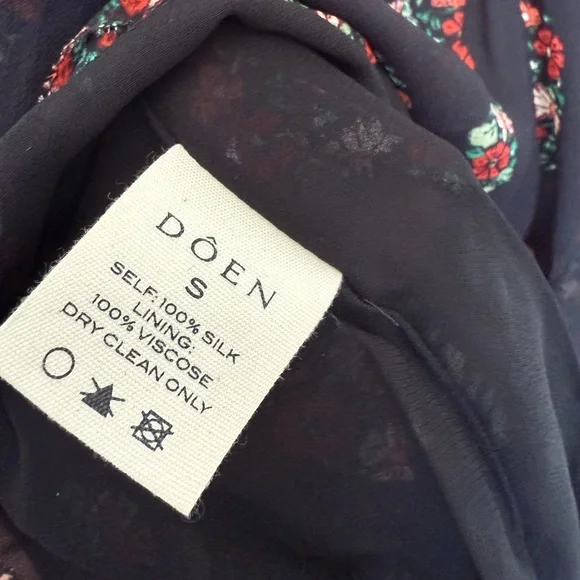 DÔEN Alette Ruffled Tiered Floral-print Silk-georgette Mini Dress - Black size S - Picture 11 of 12